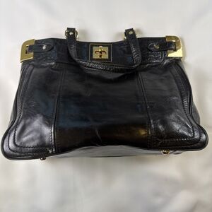 Milly of NY Black Leather Handbag Shoulder Bag Y2K Minimalist Chic Luxury Purse